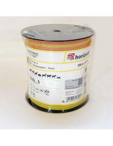 Banda mt 200 per recinto elettrico farmer giallo arancio da 2 cm a 4 conduttori