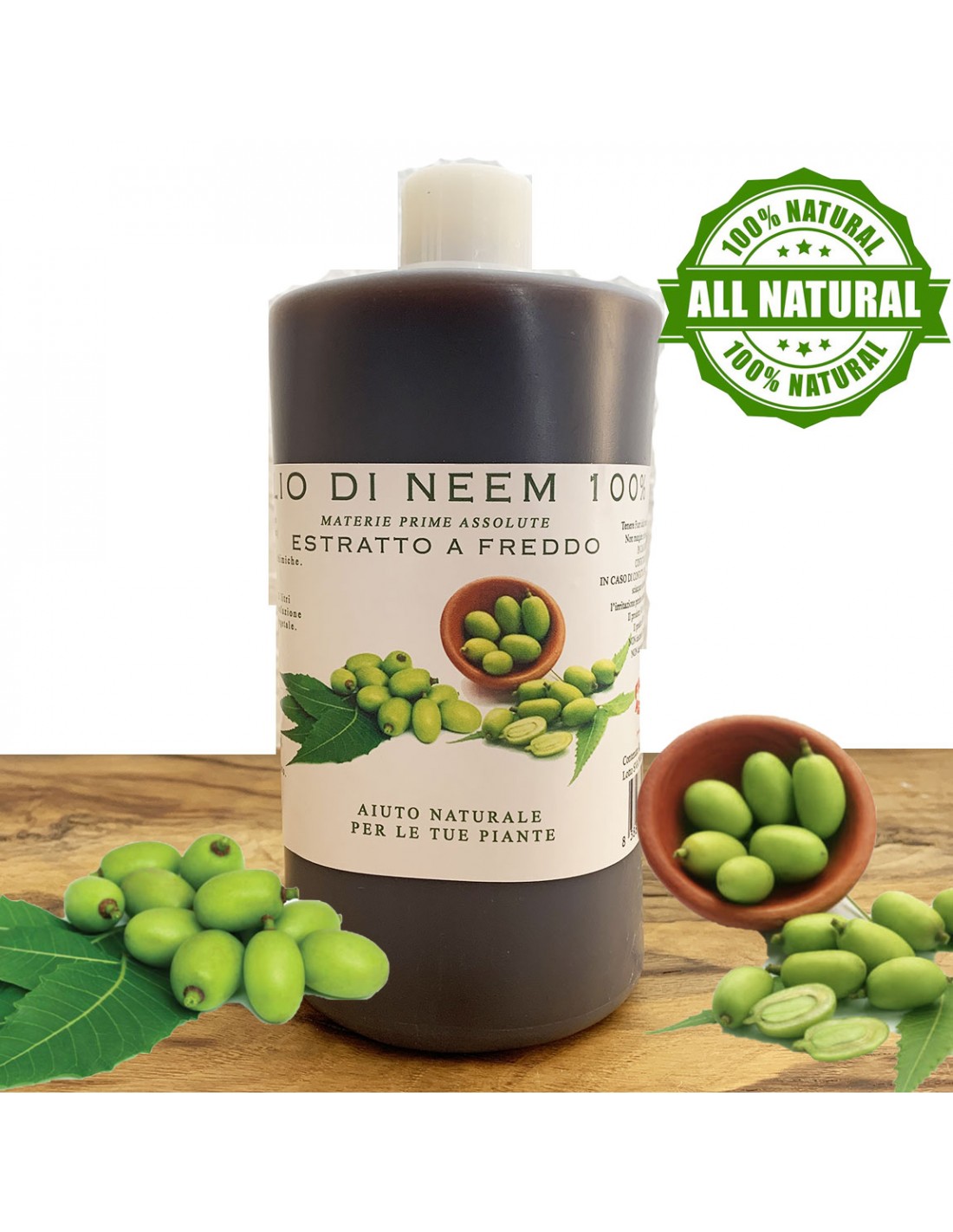 Olio di Neem lt 1 purezza 100% naturale 100% rimedio biologico contro  insetti delle piante idrosolubile