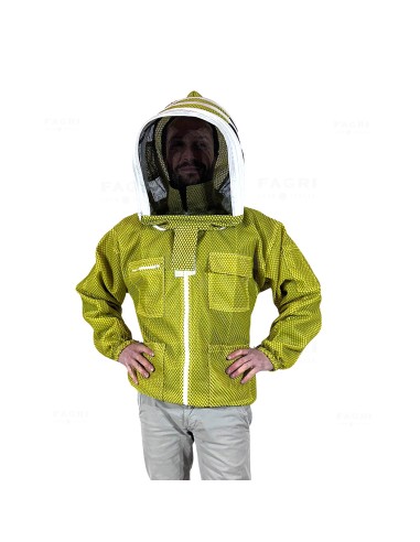 Giubbotto per apicoltura ventilato ed areato professionale con maschera astronauta antischiacciamento